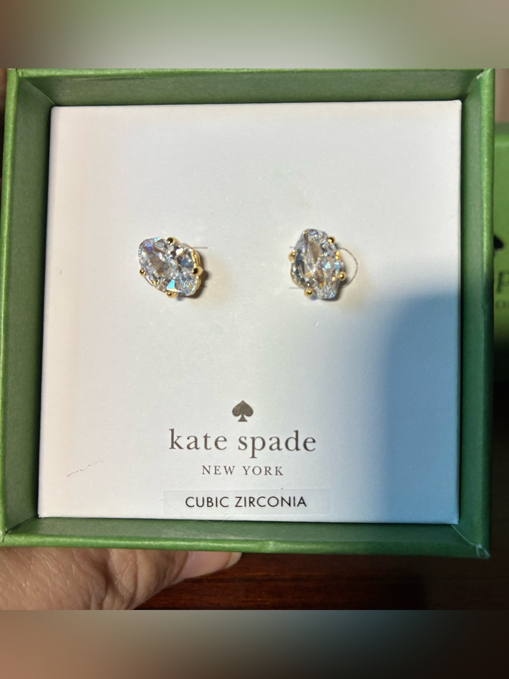 kate spade Treasure Trove Cubic Zirconia Oval Stud Earrings NWT